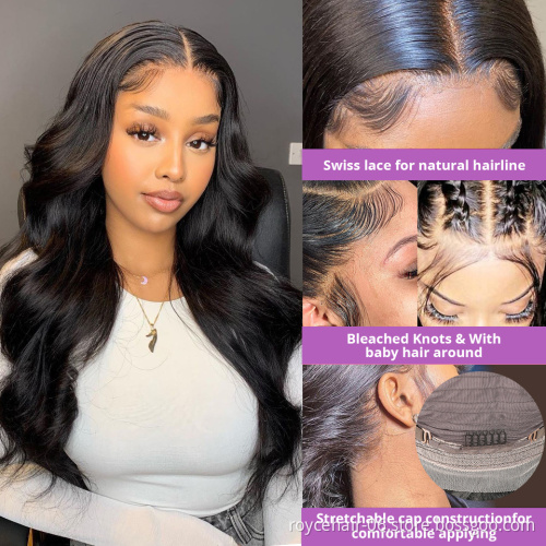 Cheap Natural Wave Bouncy Lace Front Wigs For Women,Cuticle Alingned Brazilian Raw Human Hair Body Wave HD 4x4 Lace Closure Wig